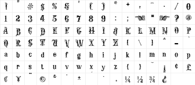 English Rose Regular font glyphpreview