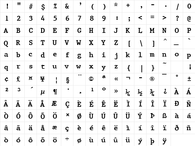 Prestige Bold font glyphpreview