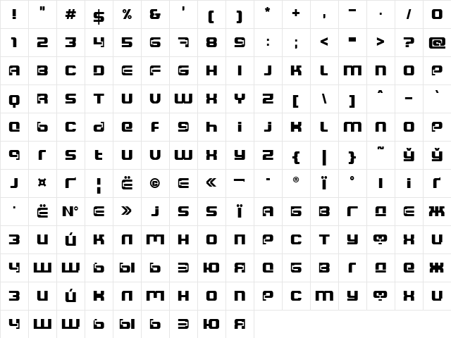 ft84 Semi-expanded SemiBold font glyphpreview