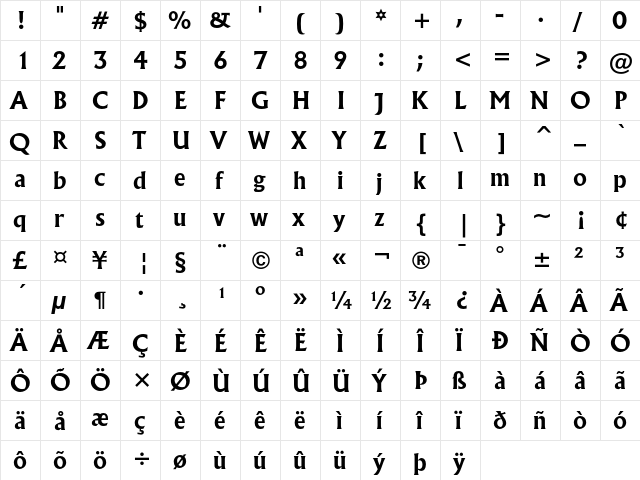 Flareserif 821 Bold font glyphpreview