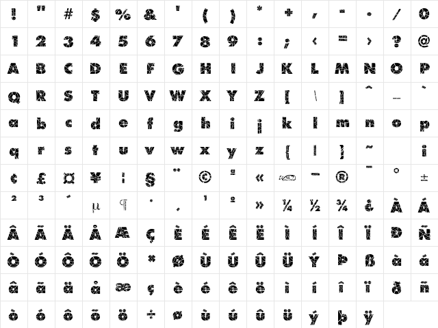 Shatter Regular font glyphpreview