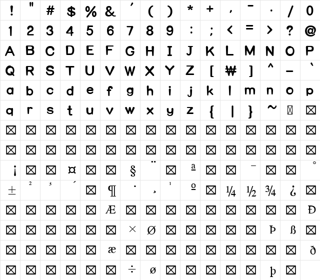 򐰌̴? Regular font glyphpreview
