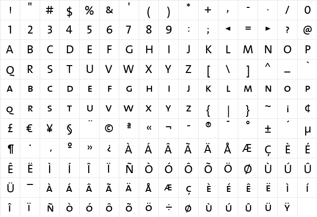 TheSans Regular font glyphpreview