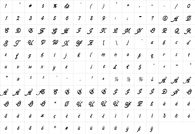 Script-G760 Regular font glyphpreview