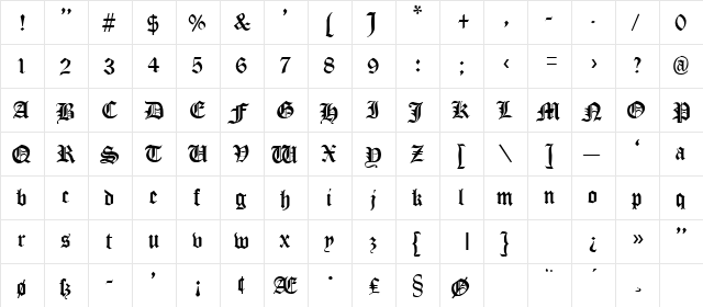 TUNGIA Regular font glyphpreview