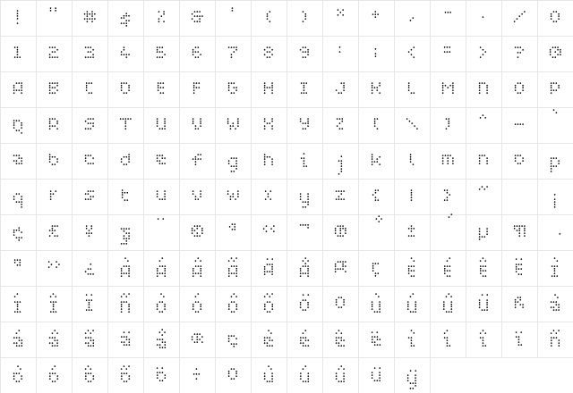 WC PIXHOLE light Bta Regular font glyphpreview