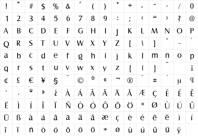 SalzburgSerial Regular font glyphpreview