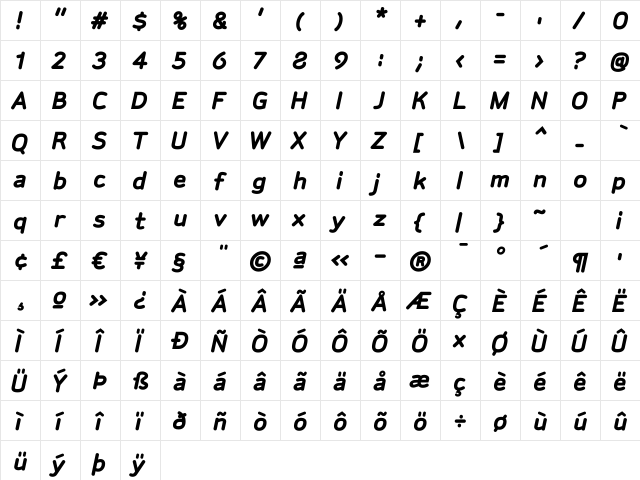 SylviaBold Italic Regular font glyphpreview