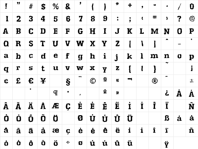 EnschedeRandom-Xbold Regular font glyphpreview
