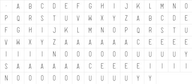 Alpha Light Regular font glyphpreview