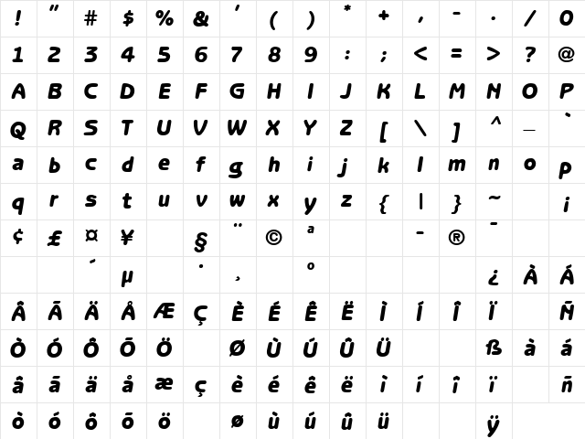 Tubular Regular font glyphpreview