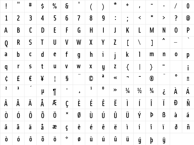 SolexMediumLining Regular font glyphpreview