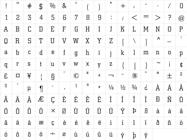 Berthold City Light font glyphpreview
