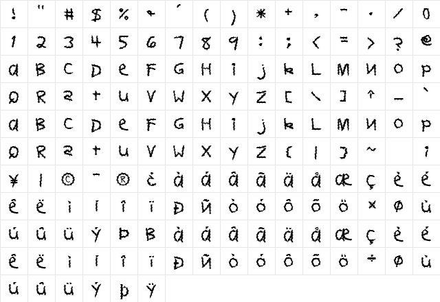 FZ HAND 11 SPIKED Normal font glyphpreview