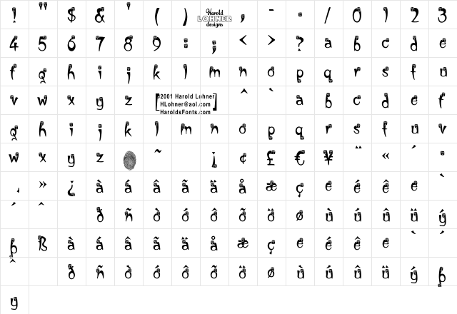 Shazi Regular font glyphpreview