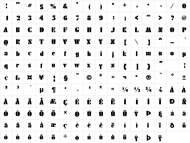 DecoBlack Regular font glyphpreview