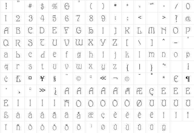 Edda Narrow font glyphpreview