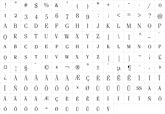 Fenice Expert BQ Regular font glyphpreview