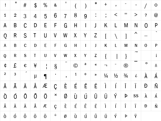 FranklinGothic-Cd-Caps Book font glyphpreview