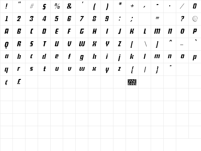 Shylock Italic font glyphpreview