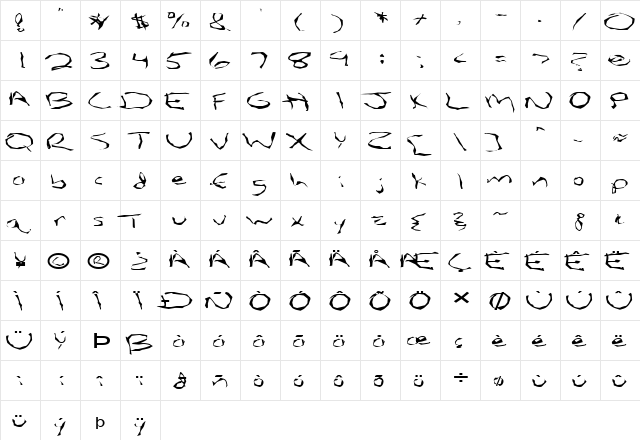 FZ WACKY 5 EX Normal font glyphpreview