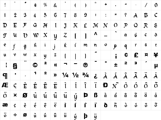 True Regular font glyphpreview