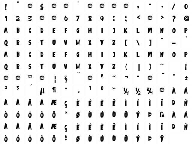 Squad 62 Regular font glyphpreview