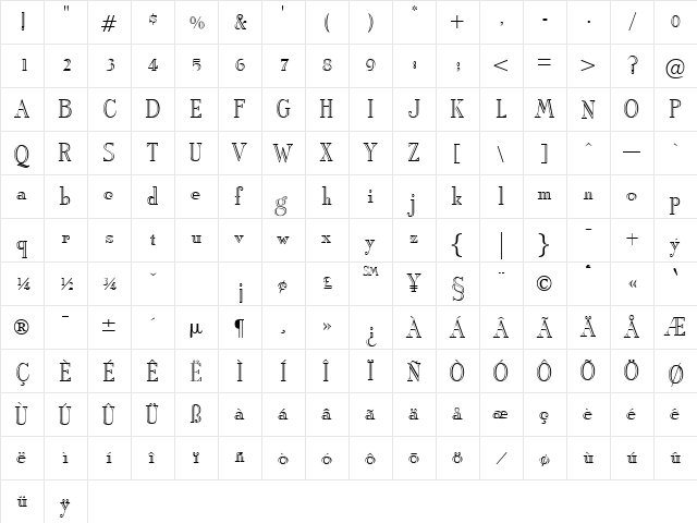 ArbiterOpenface Regular font glyphpreview