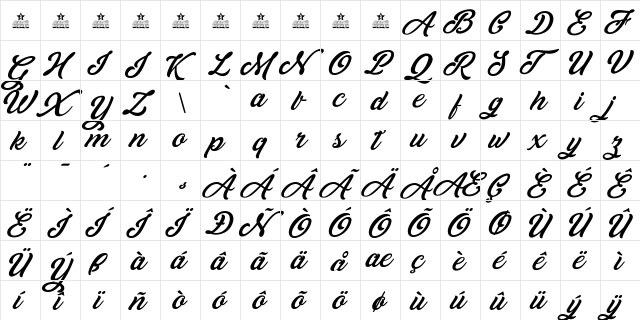 Skywalker Personal Use Regular font glyphpreview