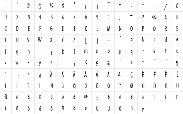 FuturaTLigConIn1 Regular font glyphpreview