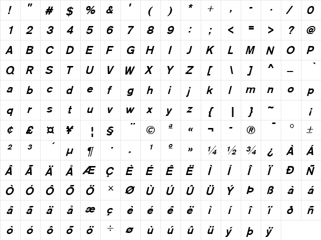 Sage Medium Oblique font glyphpreview