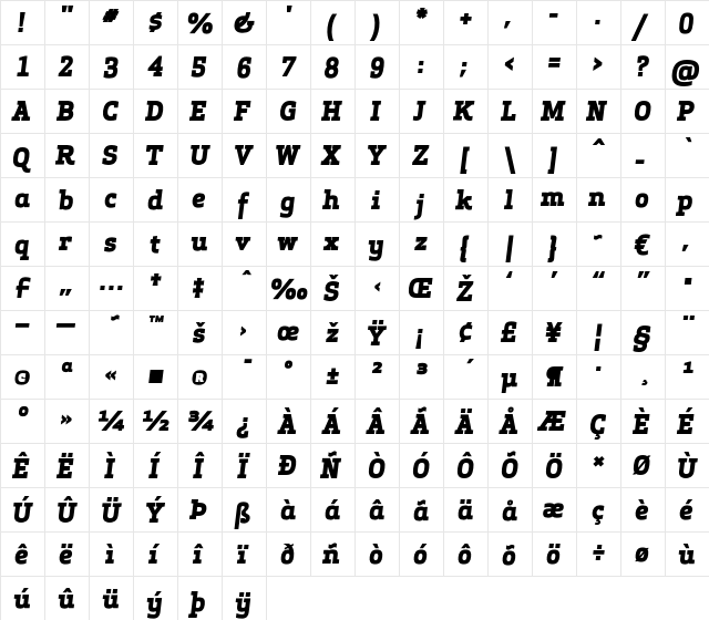 Apex Serif Extra Bold Italic Regular font glyphpreview