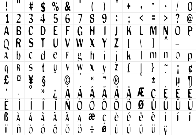MonkeyCaughtStealing Regular font glyphpreview