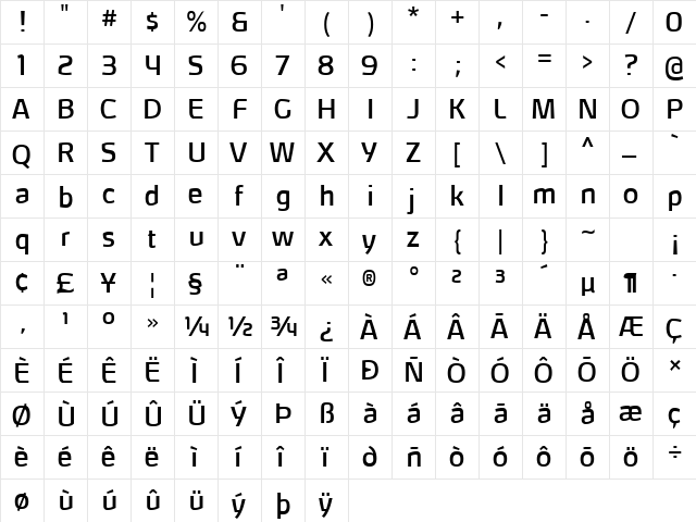 Hybrea Regular font glyphpreview