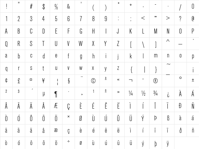 URWAccidaliaTLigCon Regular font glyphpreview