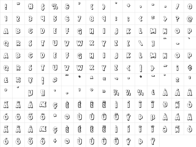 Dokter Monstro 3D Regular font glyphpreview