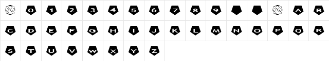 AlphaShapes pentagons 2 Normal font glyphpreview