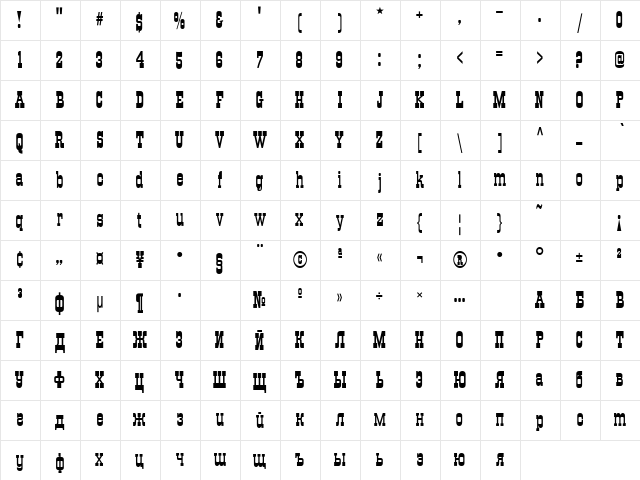 TraktirC Regular font glyphpreview