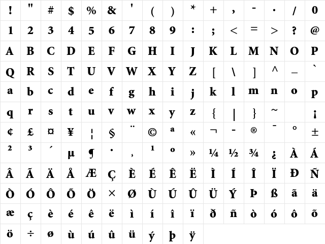 Minion Std Black font glyphpreview