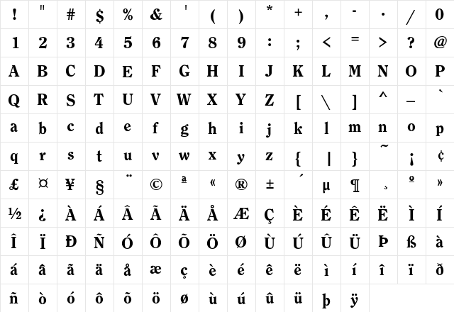 Chenier-Heavy Regular font glyphpreview