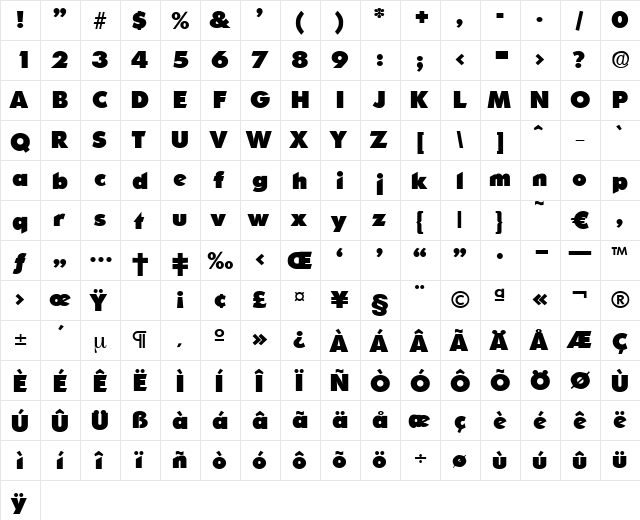 Ornitons-Heavy Regular font glyphpreview