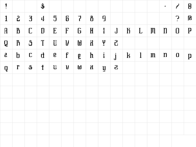 Daybreaker Regular font glyphpreview