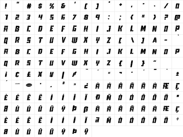 Tower Ruins Italic Italic font glyphpreview