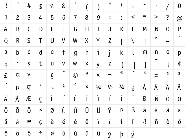 OfficinaSansEF Book font glyphpreview