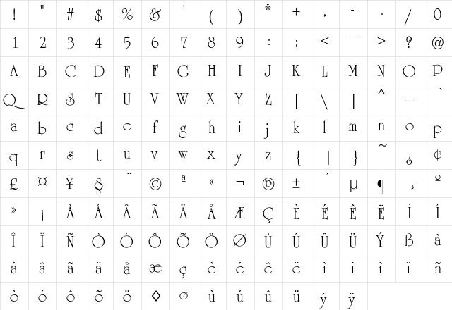 Occidental Regular font glyphpreview