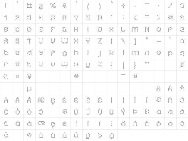 Soup Recipe-Hollow Regular font glyphpreview