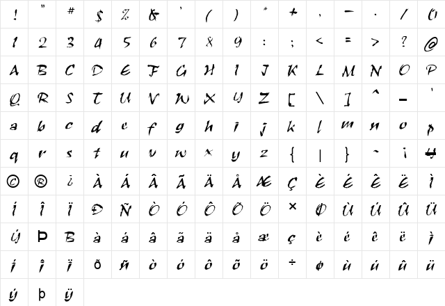 FZ HAND 26 Normal font glyphpreview