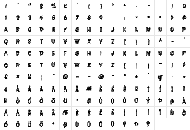 SF Wonder Comic Inline Regular font glyphpreview