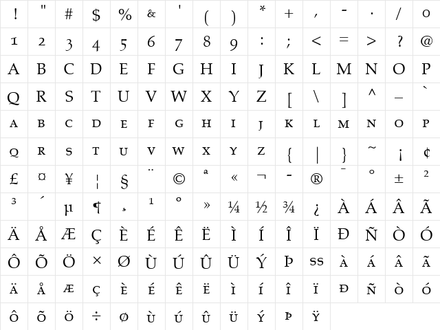 Aldus RomanSC Regular font glyphpreview