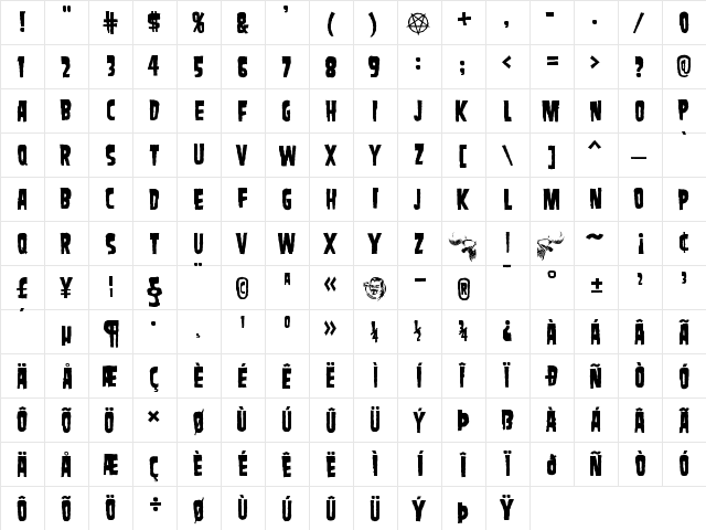SamdanEvil Regular font glyphpreview